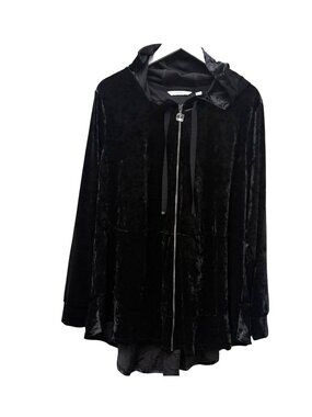 Isaac Mizrahi Live Black Velvet Zip Hoodie Womens Plus Size 2X Jacket NWOT